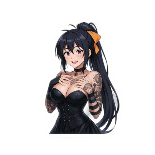 0489 Gothic Style Akeno Himejima Tattoed Waifu Sticker - Image 7