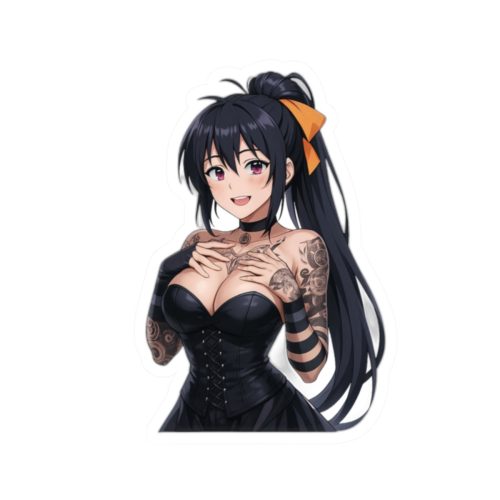 0489 Gothic Style Akeno Himejima Tattoed Waifu Sticker - Image 10