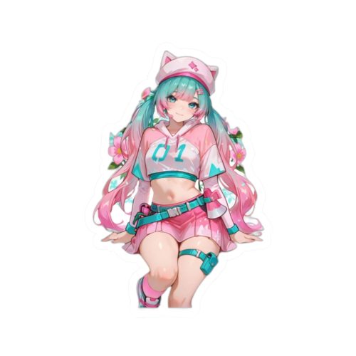 0440 Cute Pink Hatsune Miku Sticker - Image 7