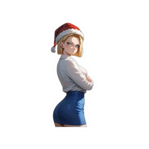 0357 Flirty Santa Android 18 Sticker - Image 1