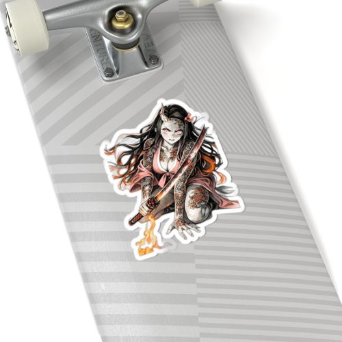 0096 Nezuko Fire Tattoo Tactical Waifu Sticker - Image 8