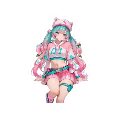 0440 Cute Pink Hatsune Miku Sticker - Image 4